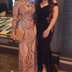 Rose gold sequence Balmain inspired gown.